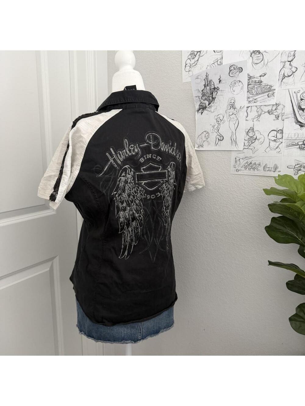Harley Davidson grunge graphic top